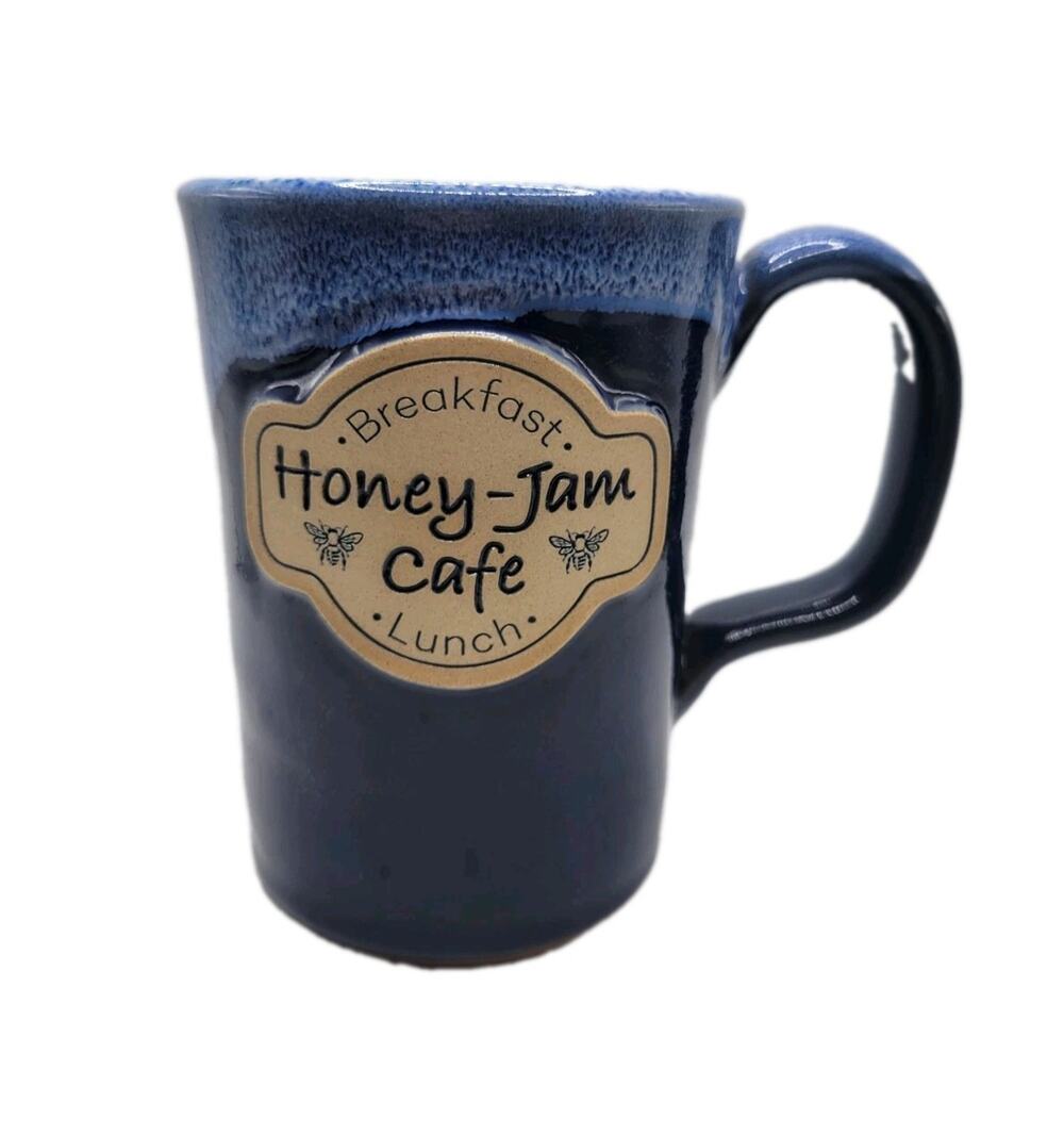 Deneen Pottery Honey-Jam Cafe Mug USA Made Handthrown 2022 Blue
